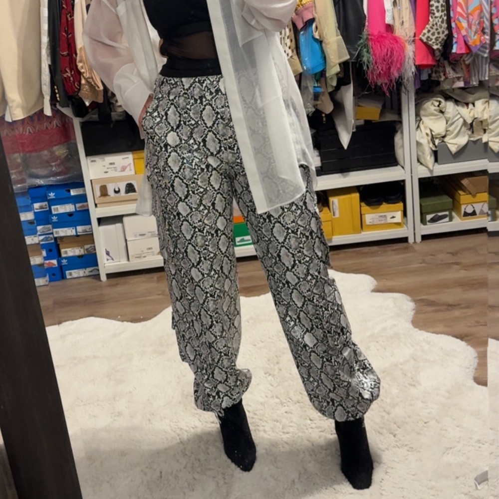 Lamarque Bobbi Faux Leather Python Print Cargo Pants